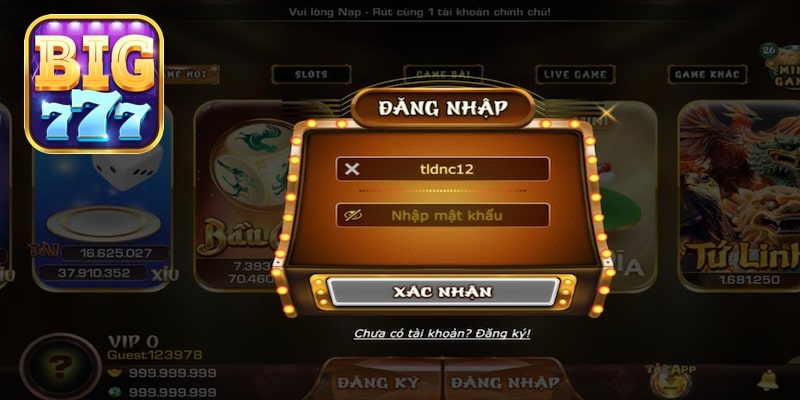 Đăng nhập rút tiền tại cổng Big777